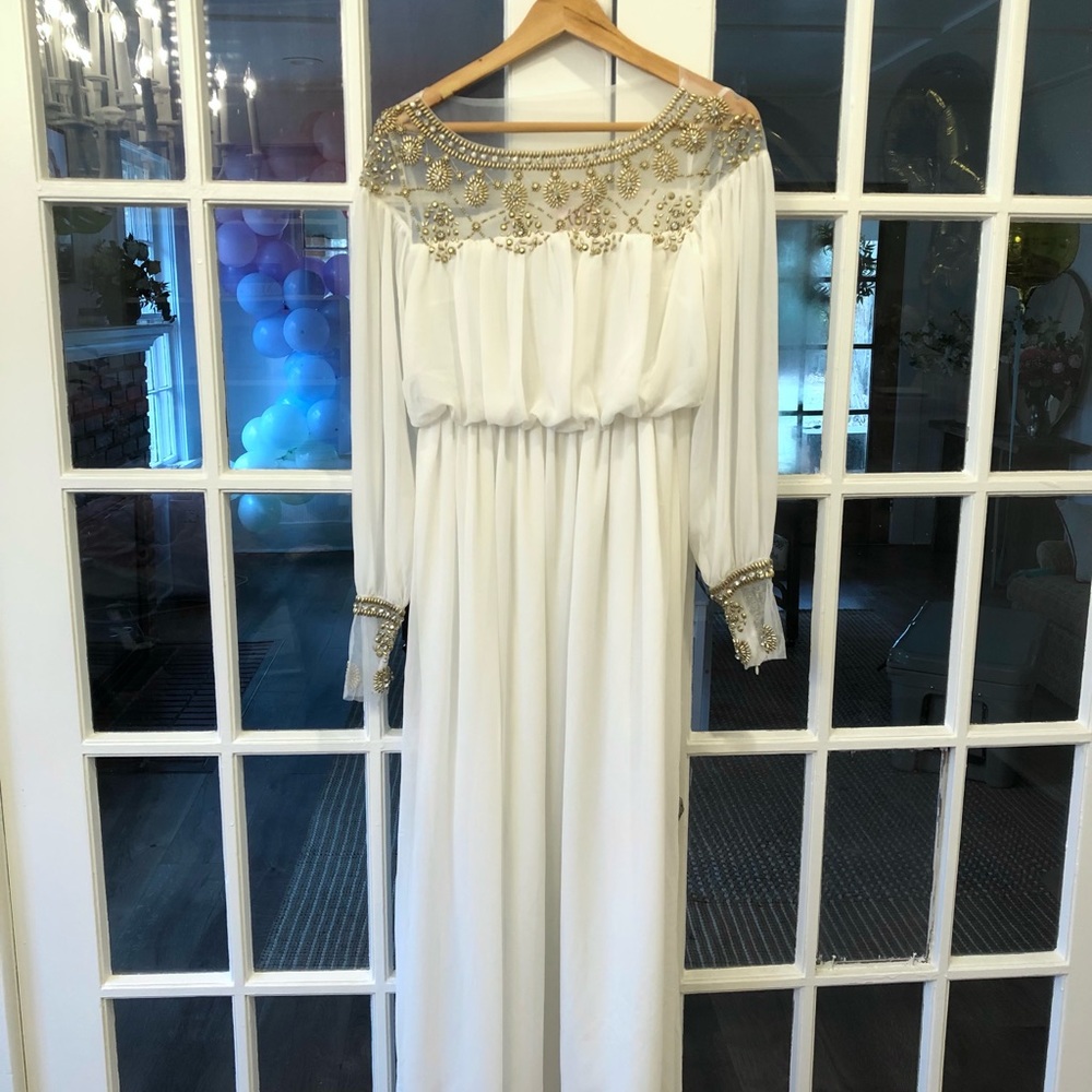 Greek Style White Beaded Dress